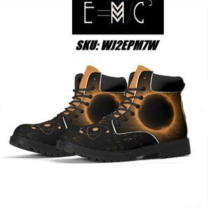 NEW E=M/C2 Men's Upgraded Black Hole Orange Leather All Season Boots